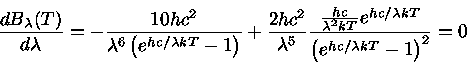 \frac{dB_\lambda(T)}{d\lambda} =0