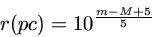 r(pc) = 10^{\frac{m-M+5}{5}}