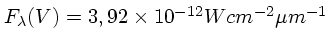 $F_\lambda(V)=3,92\times 10^{-12} {W cm^{-2} \mu{m}^{-1}}$